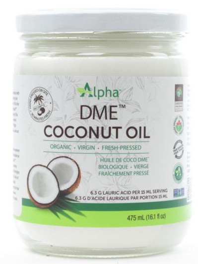 Alpha Health DME Raw Organic Virgin Coconut Oil 475 ml Glass Jar