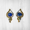 Tanzanite and Tsavorite Bubble Earrings 18K yellow gold and 935 Sterling