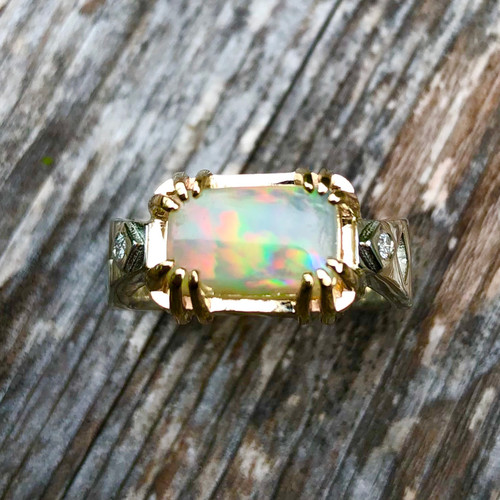 Cube Opal set in 14K and Sterling