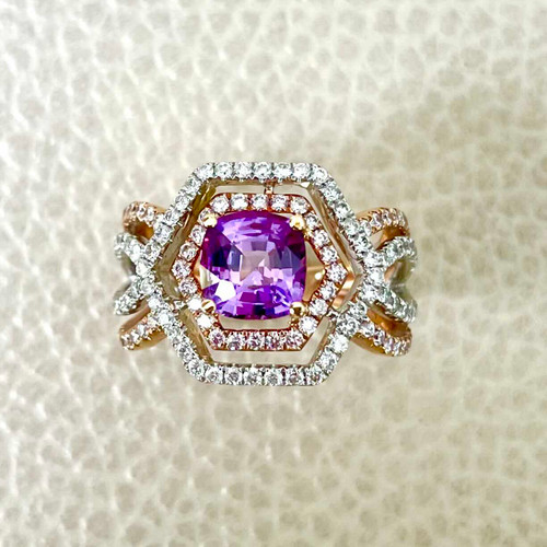 Lavender Sapphire and Diamond 18K Ring