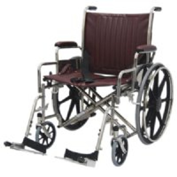 Bariatric Wheelchair w/ Detachable Footrest (24", burgundy) 3899 MRI Accessories