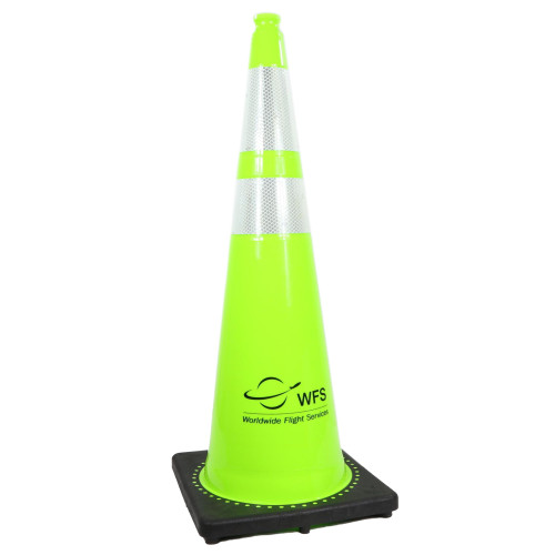 Lime Traffic Cone 36" 10lb with WFS Logo for Ground Support Equipment