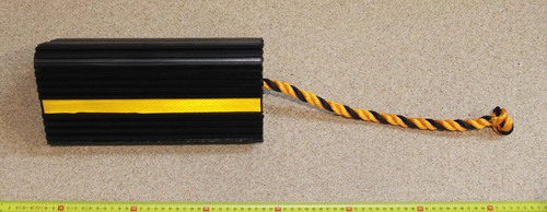 RAMPTECH Wheel Chock 6x12x5.5 Black Single with Rope for Ground Support Equipment