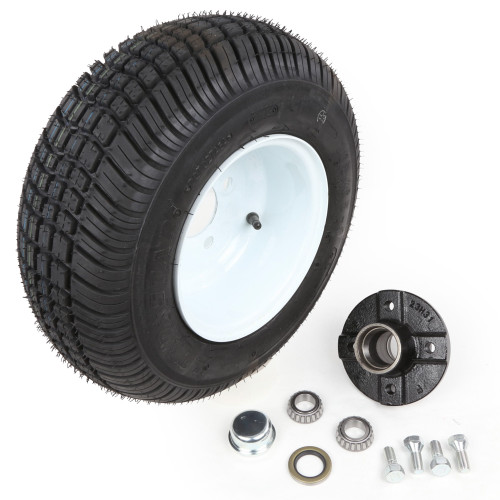 8-Inch Aircraft Towbar Wheel Assembly - 165/65 Tire with White 4-Bolt Rim