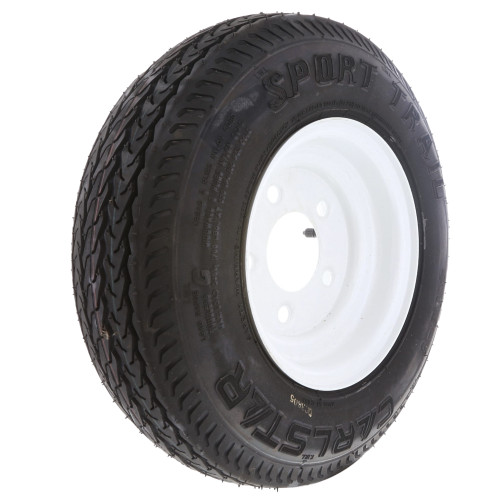 480x8 Trailer Tire & Wheel Assembly - 6-Ply White Rim for Aircraft Towbar Equipment