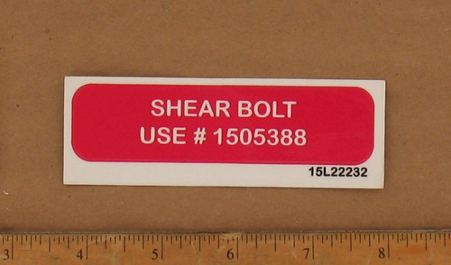 Shearbolt Placard for AERO SPECIALTIES & CLYDE Ground Support Equipment