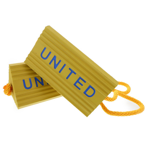 RAMPTECH Wheel Chock Pair - Yellow Rubber 5"x5"x10" for United Air Lines