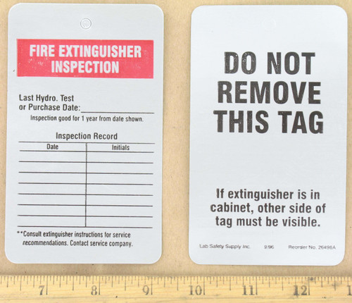 Fire Extinguisher Inspection Tag for Aviation Ground Support Equipment
