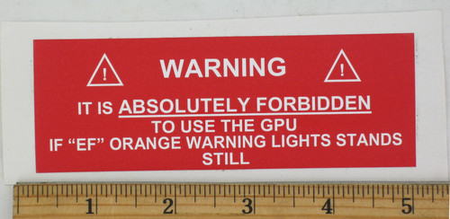 Warning Sticker for Aviation Ground Support Equipment