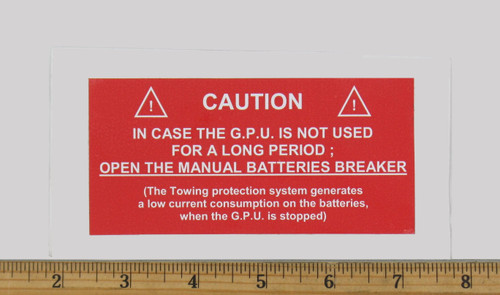 Sticker for Battery - Aviation Ground Support Equipment Part