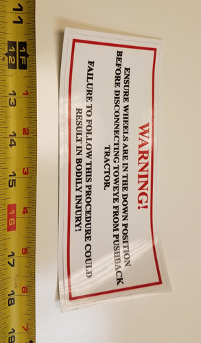 Placard, Caution Ensure Wheels Are In for Aviation Ground Support Equipment