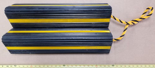 Wheel Chock 6.6x24x6 Black Set of 2 with Rope for Ground Support Equipment