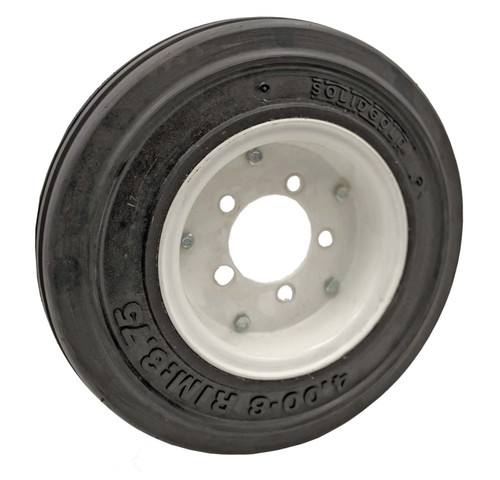 RAMPTECH 400X8 Solid Tire/Wheel Assembly - 2 Stage, White 3 3/8 Hub Pilot