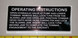 PLACARD, OPERATING INSTRUCTIONS-15O5878