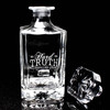 Wholesale engraved Premium Whiskey Decanter customized with Hard Truth logo on a black background