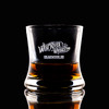 Wholesale engraved 8.5 oz. Samba Bourbon Glass customized with West River Whiskey logo on a black background