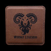 Wholesale engraved Rum Square Coaster customized with Whiskey Legends logo on a black background