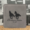 Wholesale engraved Gray Square Coaster customized with Braeburn Stables logo