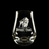 Wholesale engraved 4 oz. Urban Bar Spey Dram Glass customized with Buffalo Trace logo on a black background
