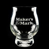 Wholesale engraved 8 oz. Kentucky Bourbon Trail Glass customized with Makers Mark logo on a black background