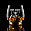 Wholesale engraved 10 oz. Single Barrel Select Rocks Glass customized with Paps Hilltop Distillery logo on a black background