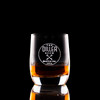 Wholesale engraved 6 oz. Weinland Rocks Glass customized with The Diller Room logo on a black background