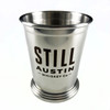Wholesale engraved Copper Mint Julep Cup customized with Still Austin logo  on a white background