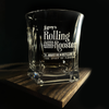 Wholesale Whiskey Glass and matching Decanter Engraved with St. Augustine Distillery Rolling Rooster Logo 