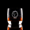 Wholesale engraved 7 oz. Pico Nordic Rocks glass customized with Odelo Distillers logo on a black background