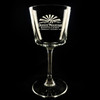 Wholesale engraved 5.5 oz. Romeo Nick & Nora Glass customized with Granite Mountain Distillers logo on a black background