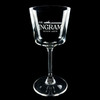 Wholesale engraved 5.5 oz. Romeo Nick & Nora Glass customized with O.H. Ingram Distillers logo on a black background