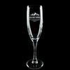 Wholesale engraved 5.75 oz. Romeo Flute Glass customized with Colorado Fallen Hero Foundation logo on a black background