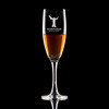 Wholesale engraved 5.75 oz. Romeo Flute Glass customized with Glendalough Distillery logo on a black background