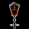 Wholesale engraved Georgian Irish Coffee Glass customized with Glendalough Distillers logo on a black background