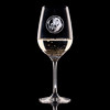 Wholesale engraved 16.75 oz. Stolzle Copa Vino Wine Glass customized with Matts Casbah logo on a black background