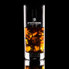 Wholesale engraved 14.25 oz. Stolzle New York Collins Glass customized with St Petersburg Distillers logo on a black background