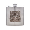 Wholesale engraved 6 oz. Premium Stainless Steel Flask customized with McMenamin's logo on a white background