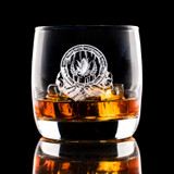 Wholesale engraved 10.5 oz. Classic Nordic Rocks Glass customized with Barrels 4 Hope logo on a black background