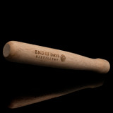 Wholesale engraved 9" Natural Wood Muddler customize with EOD Distilling logo on a black background