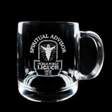Wholesale engraved Nordic Whisky Glass Mug customized with Hokus Pokus Liquor logo on a black background