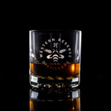 Wholesale engraved 10.25 oz. Nob Hill customized with Western Reserve Distillers logo on a black background