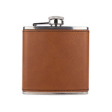 Wholesale 6 oz. Rawhide Brown Ultrahyde Flask engraved with your logo