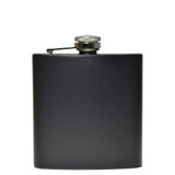 Wholesale 6 oz. Jet Black Powder Coated Flask engraved with your logo