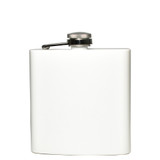 Wholesale 6 oz. Snow White Powder Coated Flask engraved with your logo