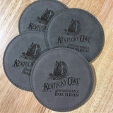 Wholesale engraved Gray Round Coaster customized with Kentucky Owl logo