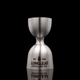 Wholesale engraved Vintage Jigger customized with Longleaf Distilling logo on a black background