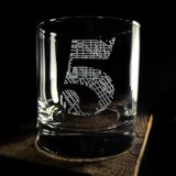 Bootlegger Bourbon Rocks Glass Engraved with Patent 5 Logo