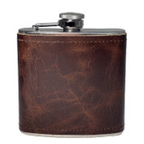 Wholesale 6 oz. Wick·ed Rum Leather Flask engraved with your logo