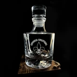 Wholesale engraved Aeneas Whiskey Decanter customized with Charred Creations Logo logo on a black background
