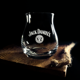 Wholesale engraved Glencairn Burns Dram customized with Jack Daniels logo on a black background